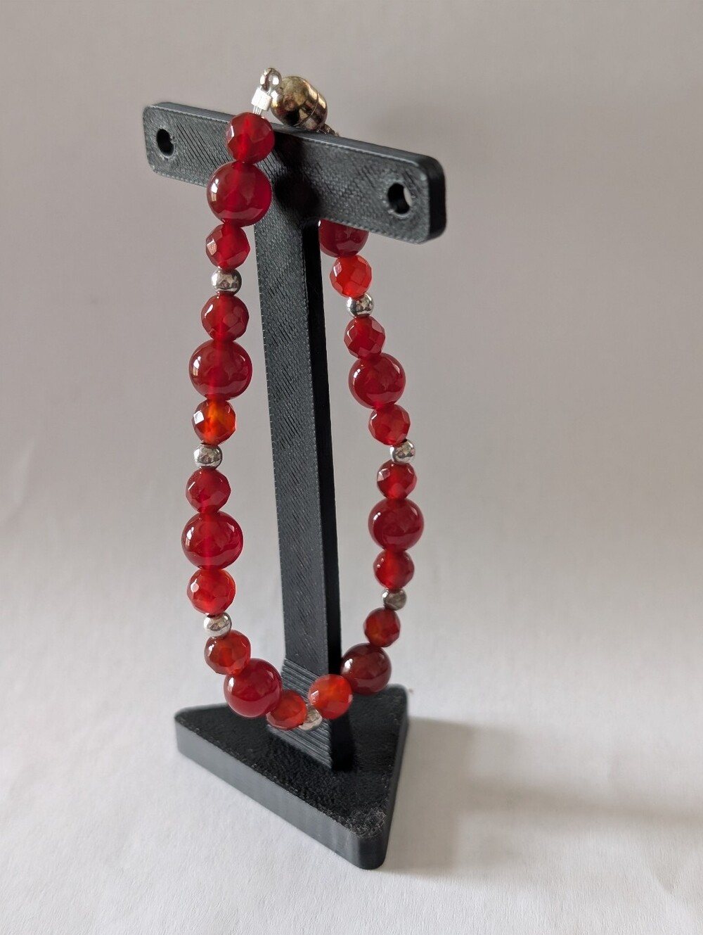 Carnelian Beaded Bracelet • 7.5 Inch Gemstone Bracelet • Magnetic Clasp